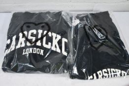 A Carsicko London black hoodie (M) and a Carsicko London black track pants (M).
