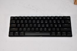 Five Royal Kludge (Model RK61) gaming keyboards Black/Blue switch with light yellow back light.