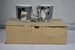 Six boxed as new Arabia Moomin Mugs - Moominpappa Grey (30cl).