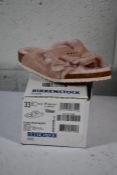 A pair of Kid's Arizona Shearling fur lined light Rose Birkenstocks (Size UK 1 (33) ) (Damaged Box)
