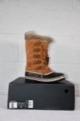 A pair of women's boxed as new sorel Joan Of Arctic waterproof boots - Camel Brown (UK 7).