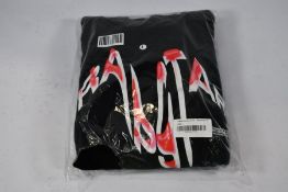An as new Trapstar Distortion Hoodie, Black/Red/Infrared (Size L).