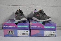 Two pairs of Skechers Bold Apparent grey trainers (Size 1 x 4(37) 1 x 5(38) (SKE29084)