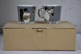Six boxed as new Arabia Moomin Mugs - Moominpappa Grey (30cl).