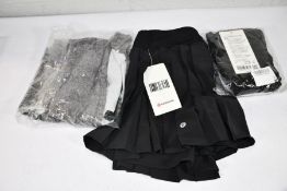 A Lululemon grey/black Pace Rival Skirt Tall (Size 10) and two black Lululemon side pleat HR Tennis