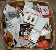 COLLECTION ONLY: A box of assorted as new small electrical items and accessories.