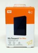 A boxed as new WD My Passport 4TB Portable Hard Drive for Mac (EAN: 718037869872) (Box sealed).