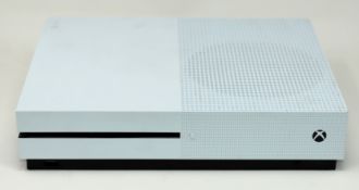 A pre-owned Microsoft Xbox One S Console (M/N: 1681) (Factory reset. Console only, no other items in