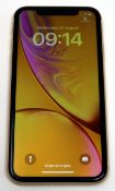A pre-owned Apple iPhone XR (Global/A2105) 64GB in Yellow (iCloud clear. Grade C) (Checkmend report