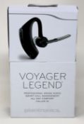 A boxed as new Plantronics Voyager Legend Bluetooth Headset (EAN: 5033588039341) (Box sealed).