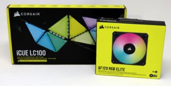 A boxed as new Corsair iCUE LC100 Case Accent Mini Triangle Lighting Panel Starter Kit and a boxed a