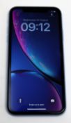 A pre-owned Apple iPhone XR (Global/A2105) 64GB in Blue (iCloud clear. Grade C) (Checkmend report av