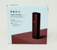 A boxed as new PAX 3 Dry Herb Vaporizer Basic Kit in Burgundy (EAN: 840005600443) (Box sealed) (Over