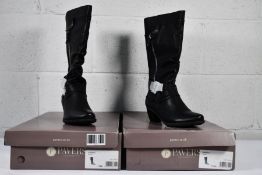 Two as new Pavers SIN34003 Boots in Black, Both Size 7 (40) (EAN 5059601787242).