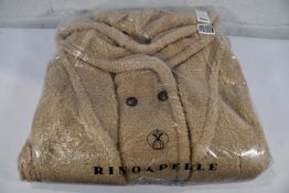 A women's as new Rino & Pelle Long Hooded Double Breasted Teddy Coat - Beach (42).
