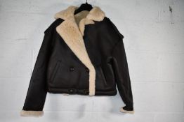 A women's as new Meotine Marley Shearling Jacket - Brown (M/L).