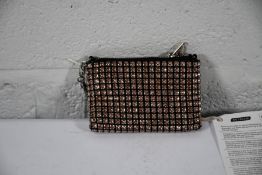 An as new Alexander Wang Wangloc Nano Pouch in Sandstone Crystal Rhinestone, One Size.
