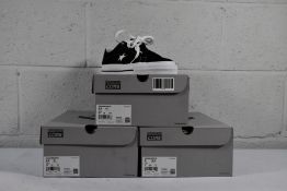 Three pairs of as new Converse One Star Pro OX Trainers in Black/Black/White, Size 1x UK 8 and 2x UK