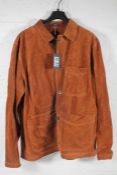 A man's as new Drake's Rust Heavyweight Suede Five-Pocket Chore Jacket (46).