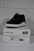A pair of boxed as new Geox Dalyla A Tumb.Le +Metal SYN black trainers (Size UK 4).