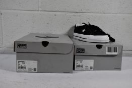Two pairs of as new Converse One Star Pro OX Trainers in Black/Black/White, Size UK 6 and UK 10.