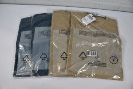 Four as new Carhart Short Sleeve Pocket T-Shirts (L, 2 x Ammonite, 2 x Blue).
