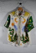 A pre-owned Alemais Seeker Printed Linen Shirt, Size US 6.
