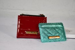 An as new Kurt Geiger double zip mini purse in red patent crocodile and a Kurt Geiger card holder in