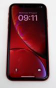 A pre-owned Apple iPhone XR (Global/A2105) 128GB in Red (iCloud clear. Grade C) (Checkmend report av