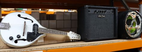 A Stagg M50E Electro-acoustic Bluegrass Mandolin in White (Boxed, possibly pre-owned), a pre-owned H