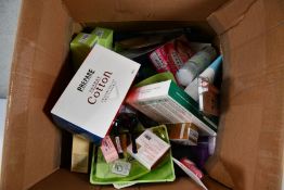 A box of assorted Hair and Beauty Products.