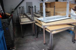 A quantity of IT benches/desks in assorted sizes. Six Desks are approx. 3600mm Long x 600mm Wide x