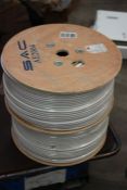 Two 250m reels of White RG6 Coax sat cable.