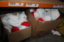 approximately 60 unbranded plush toys to include a milk jug design and a red/white design, few are d