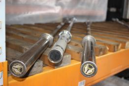 Two Wolverson barbells and one similar (7ft), all pre-owned.