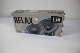 A boxed as new Relax 130 car speaker set.