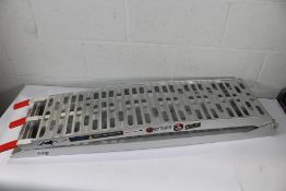An aluminium two section folding motorcycle loading ramp.