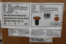 A boxed as new Petra Cool Walnut and Antique Bronze Side Table (24 x 24 x 24