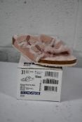 A pair of children's Arizona Shearling fur lined light Rose Birkenstocks (Size UK 13 (31)).