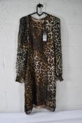 An as new Luisa Cerano Leopard Silk Chiffon Dress Brown, Size 34, 728159/2492.