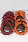 Twelve as new Kirlin 20ft Instrument Cables (6 x IWCC-201PN/ORA and 6 x IWCC-201PN/RDA).