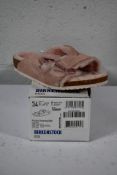 A pair of children's Arizona Shearling fur lined light Rose Birkenstocks (Size UK 2 (34)).