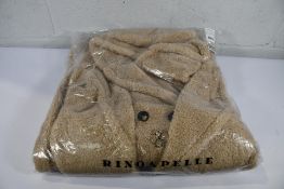 A women's as new Rino & Pelle Long Hooded Double Breasted Teddy Coat - Beach (42).