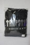 An as new Trapstar Chenille Decoded 2.0 hooded tracksuit Black/Purple (Size XS).
