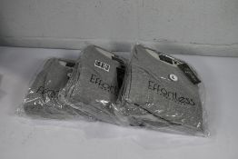 Three Effortless grey lounge sets (1 x S, 1 x M, 1 x L).