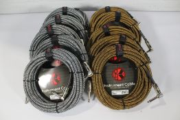 Twelve as new Kirlin 20ft Instrument Cables (6 x IWCC-202PN/BKA and 6 x IWCC-202PN/BYA).