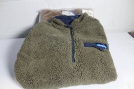 Two Kavu over head three quarters zip fleece tops (1 x Calawah Coffee Size M,1 x Hucklberry Size M).