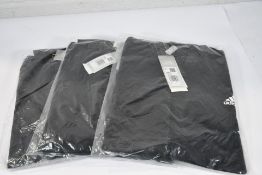 Three Adidas black/white performance wind breaker jackets (Size 3 x L).