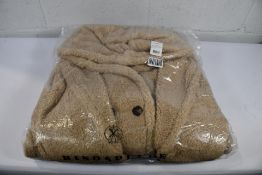 A women's as new Rino & Pelle Long Hooded Double Breasted Teddy Coat - Beach (40).