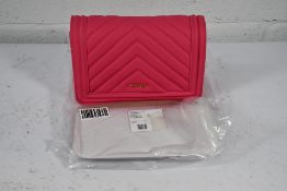 An as new Carvela Lara Tassel Flapover Bag in Fushia (EAN 5045654077409).